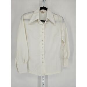 Vintage 1960s Montgomery Ward Womens Sz 34 Long Sleeve Button Up Shirt White